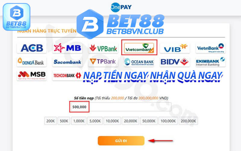 Hướng dẫn nạp tiền bet88 trực tuyến